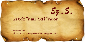 Sztáray Sándor névjegykártya